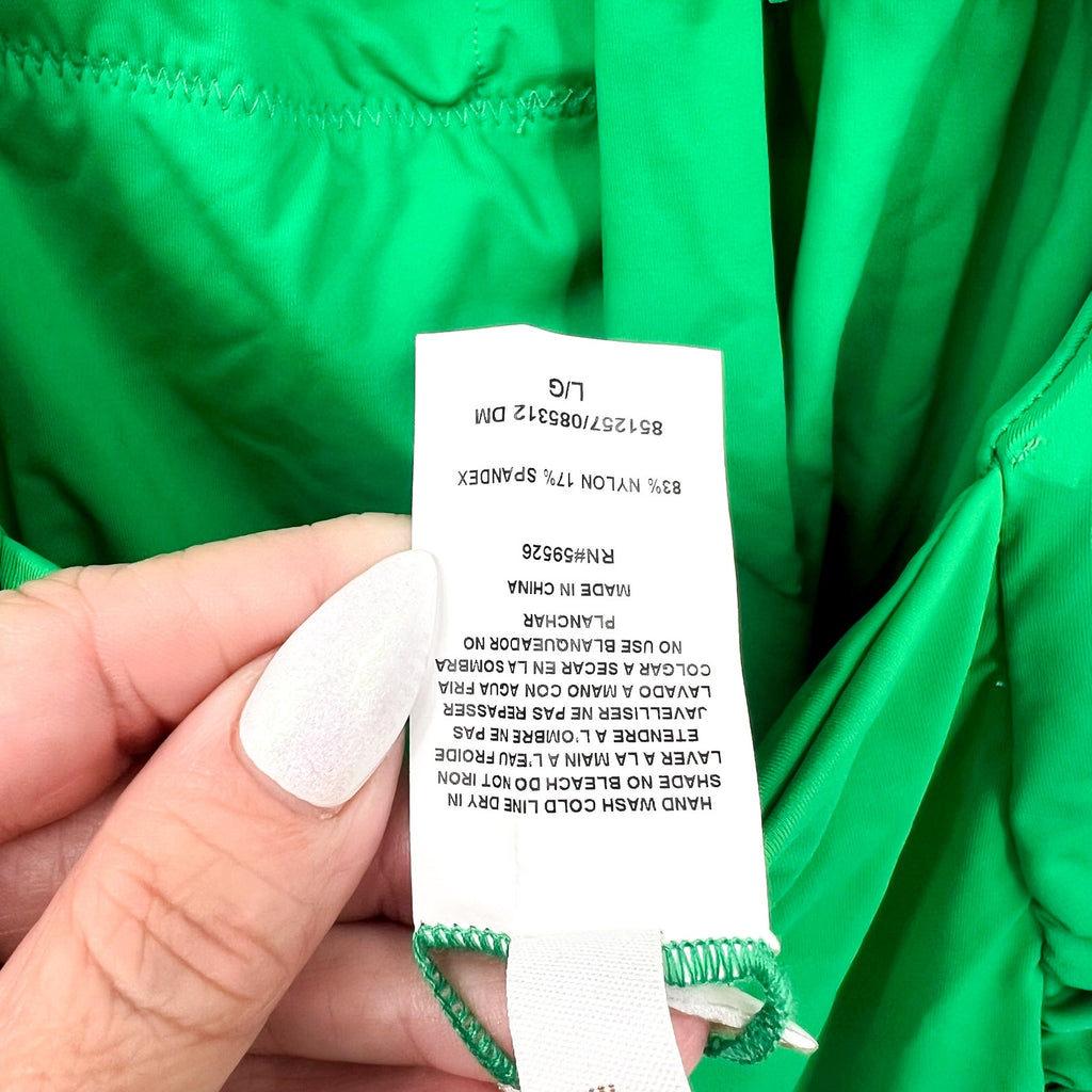 BECCA Color Code Paula One Piece Swimsuit Large Emerald Rouched Square Neck NWT