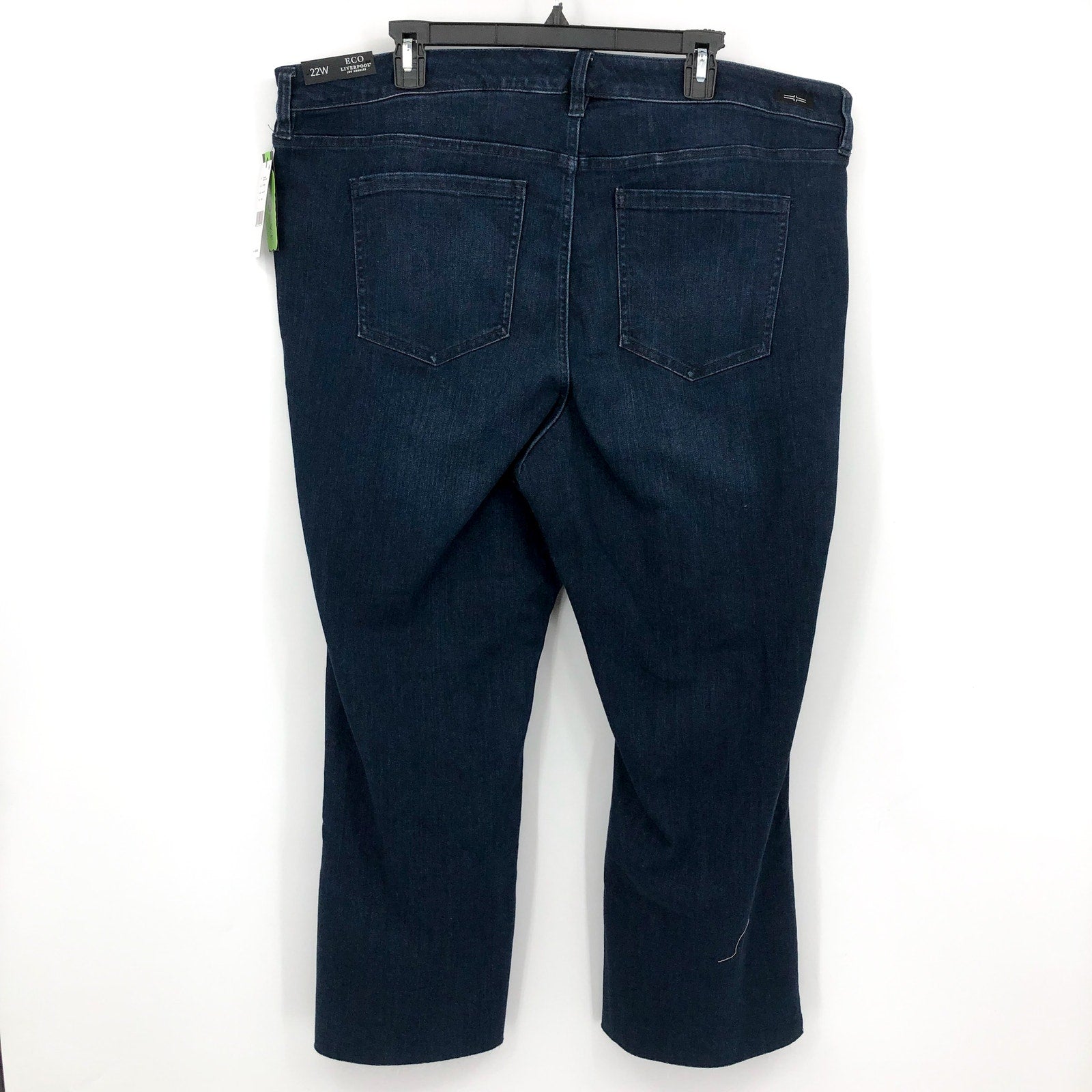 Liverpool Womens Hannah Crop Flare Jeans Size 22W Dark Blue Walcott Raw Hem NWT