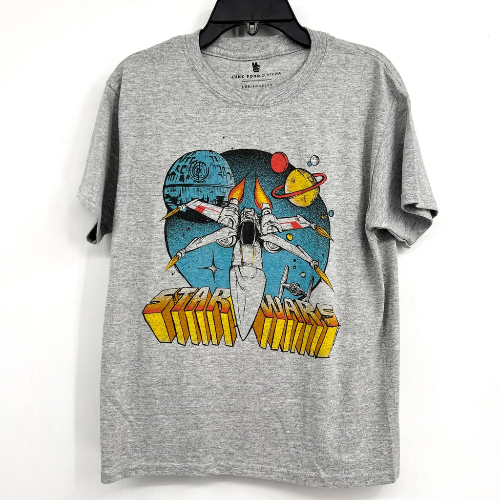 JUNK FOOD CLOTHING KIDS X-Wing Fighter Star Wars Graphic T-Shirt XL Grey NWT