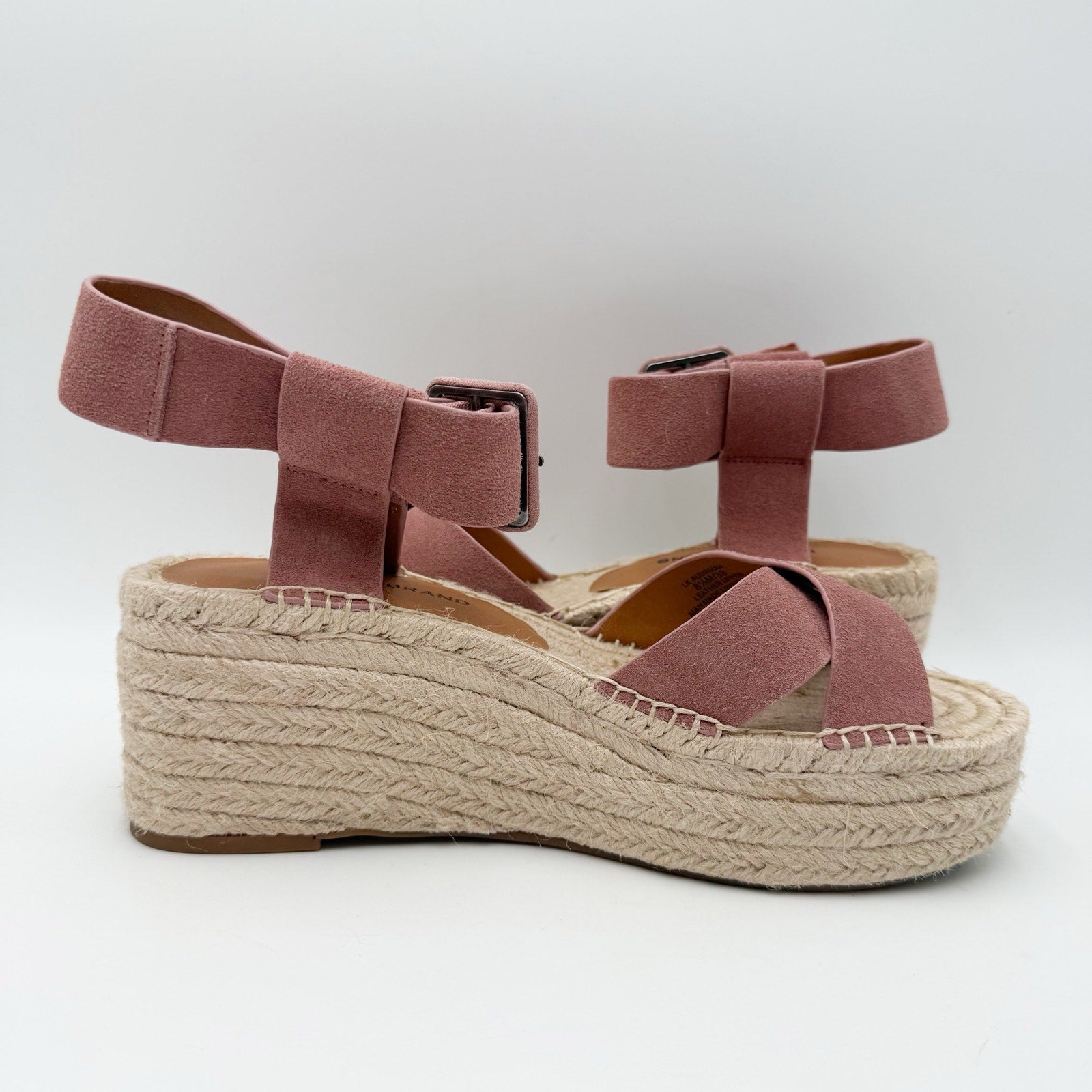 Lucky Brand Womens Audrinah Wedge Sandals Size 8.5 M Pink Taupe Suede NWOB