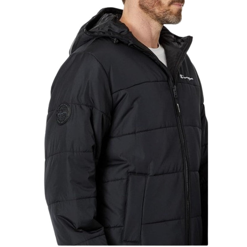 CHAMPION Men's Down Hooded Winter Jacket 2XL Plus Black Water Resistant NWT