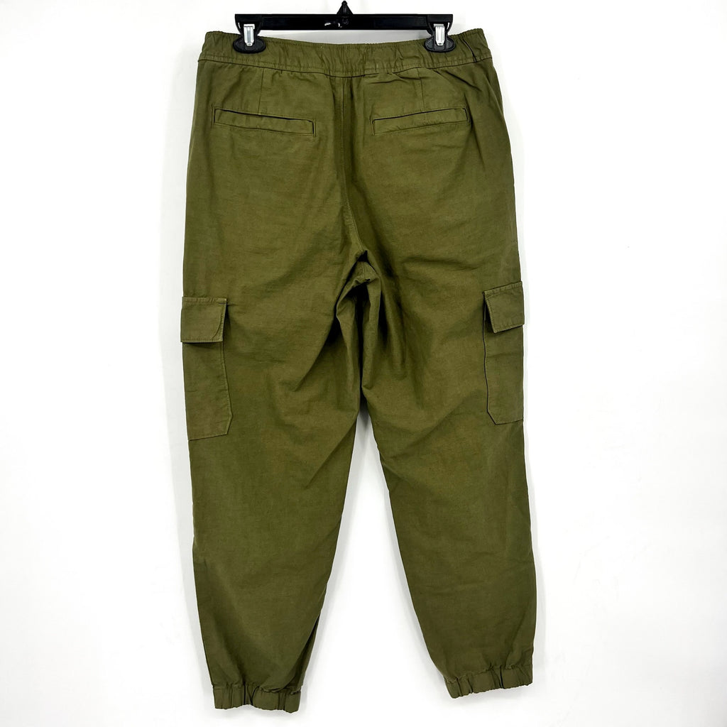 EVERLANE Mens Relaxed Cargo Joggers Medium Olive Green Organic Cotton Linen NWOT