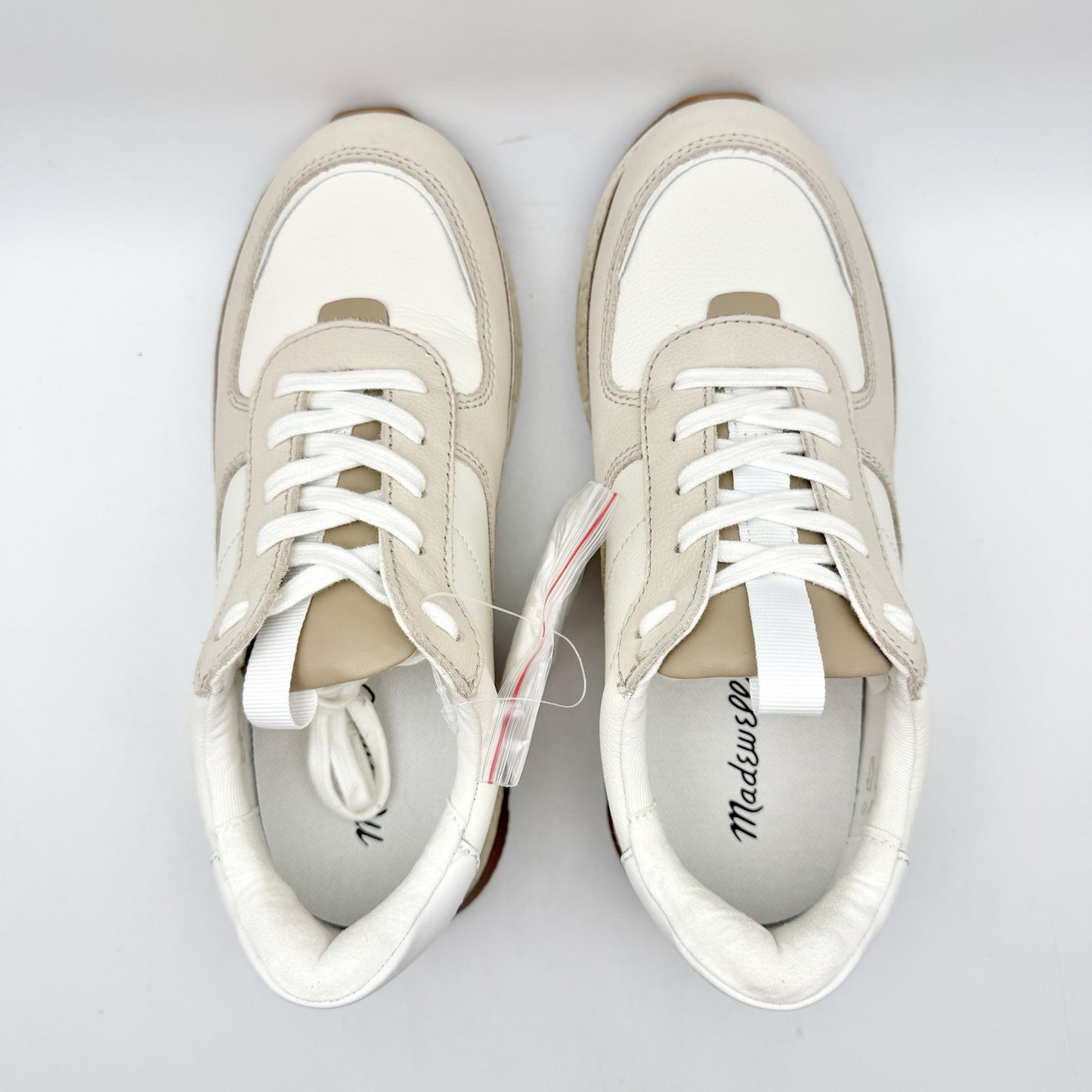 MADEWELL Womens Kickoff Trainer Sneakers US 7 M Cream Tan White Leather NIB