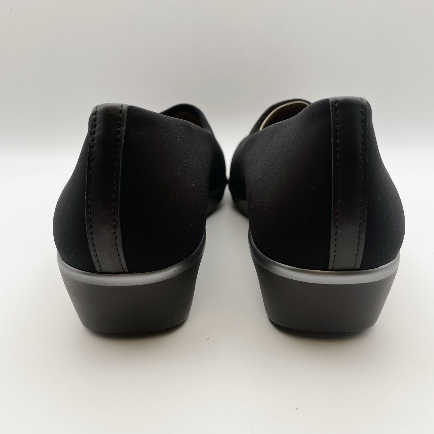 SAS Womens Bliss Slip on Wedge Loafer US 11.5 M Black Leather Lined NIB