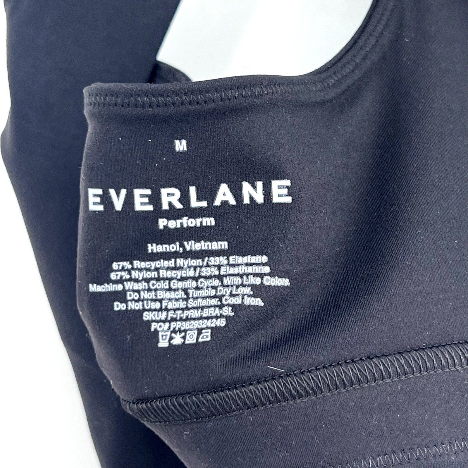 EVERLANE Women's The Perform Longline Bra Medium Black Racerback NWT