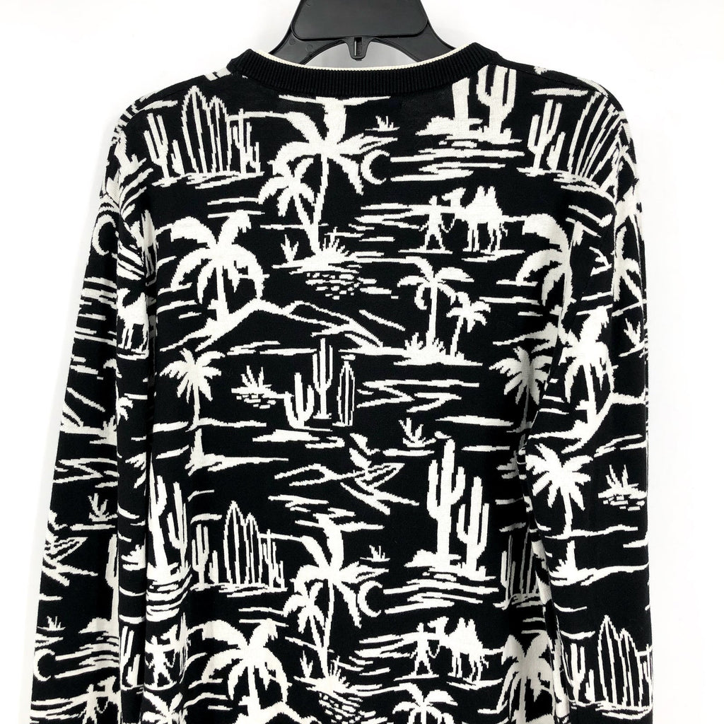 SCOTCH & SODA Mens Pullover Woven Sweatshirt XL Black White Palm Print NWT