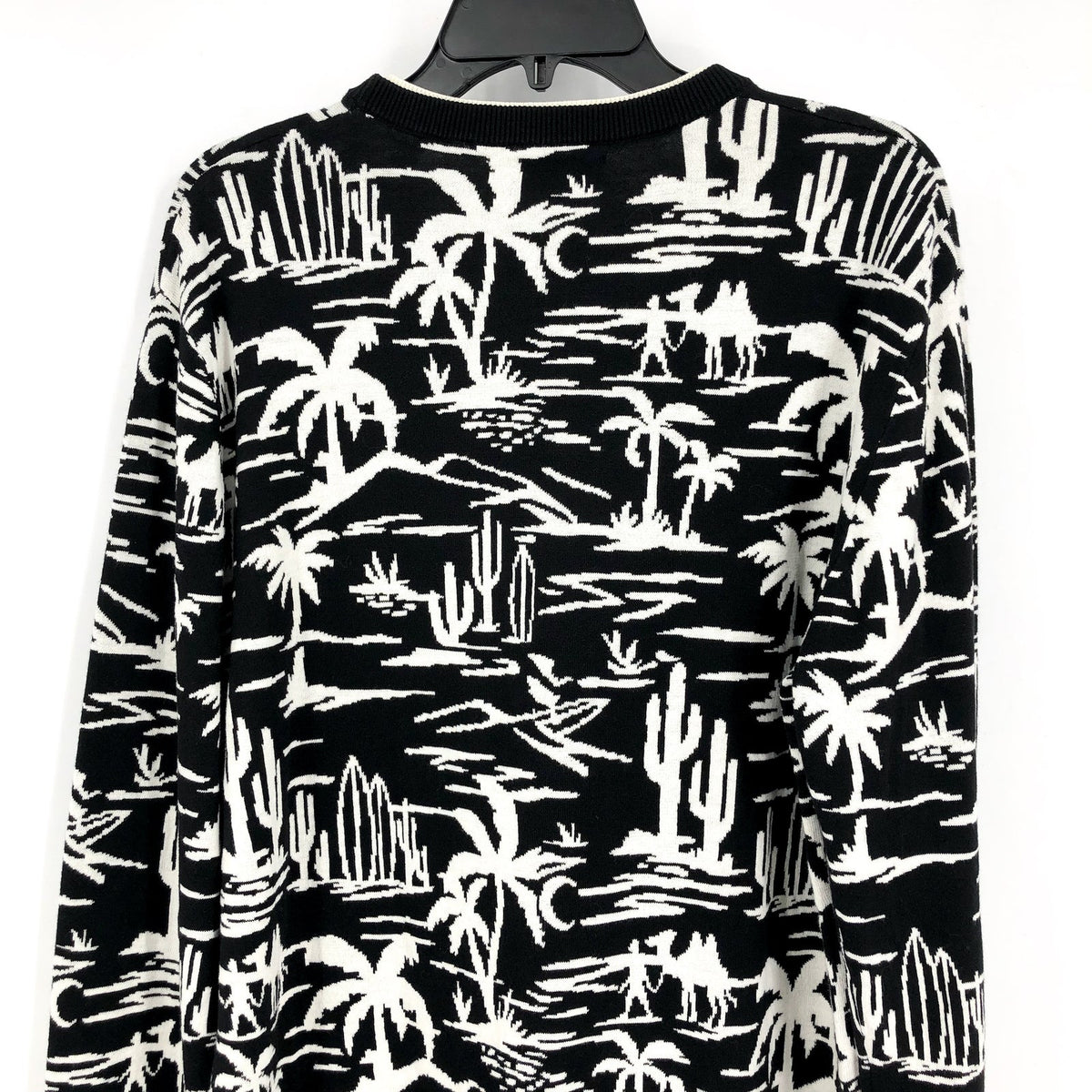 SCOTCH & SODA Mens Pullover Woven Sweatshirt XL Black White Palm Print NWT