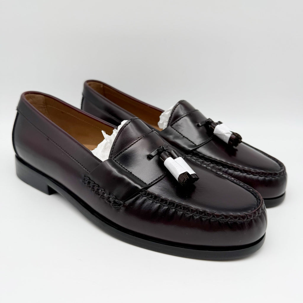 JOHNSTON & MURPHY Mens Hayes Tassel Loafer US 10 Wide EU 43 Burgundy Leather NIB