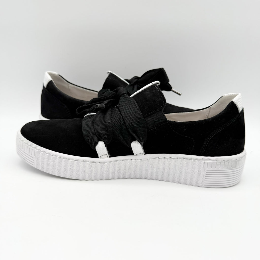 Gabor Womens 43.333 Platform Casual Sneakers US 8 UK 5.5 Black Leather NIB