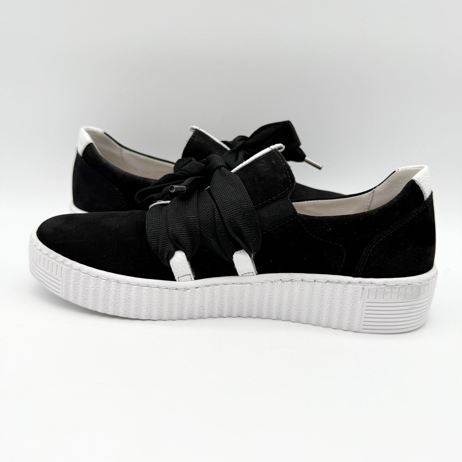 Gabor Womens 43.333 Platform Casual Sneakers US 8 UK 5.5 Black Leather NIB