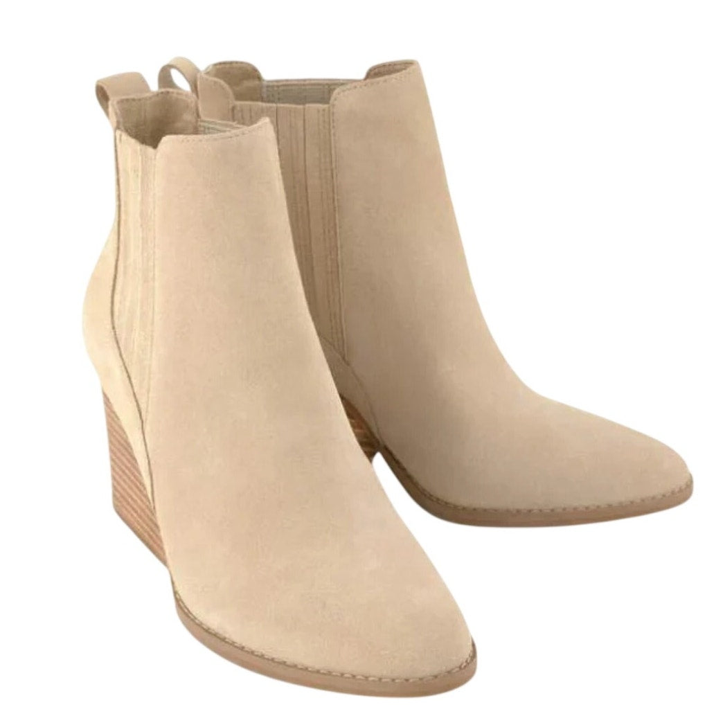Toms Womens Noa Ankle Boots US 10 EU 42 Tan Beige Suede Pull On NWOB