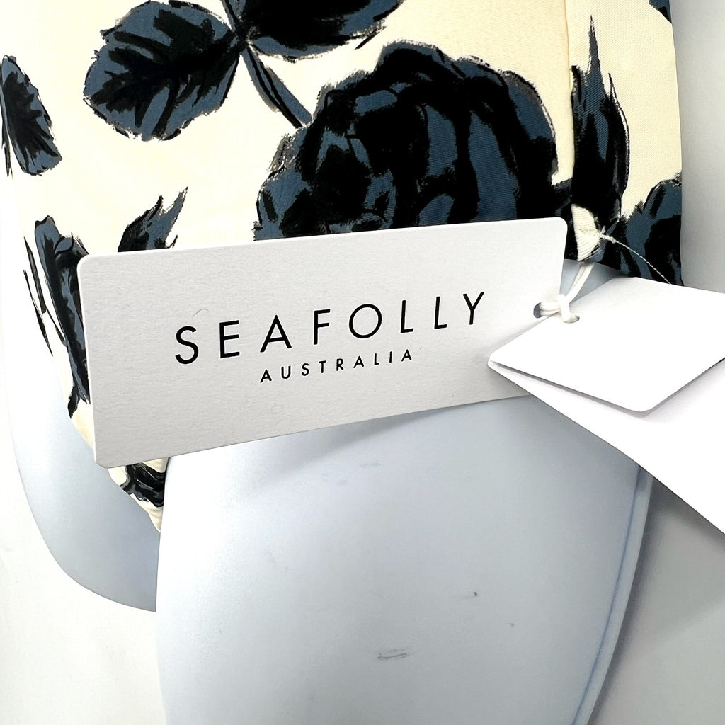 SEAFOLLY Rococo One Piece Swimsuits Size 4 Black Cream Floral Underwire NWT
