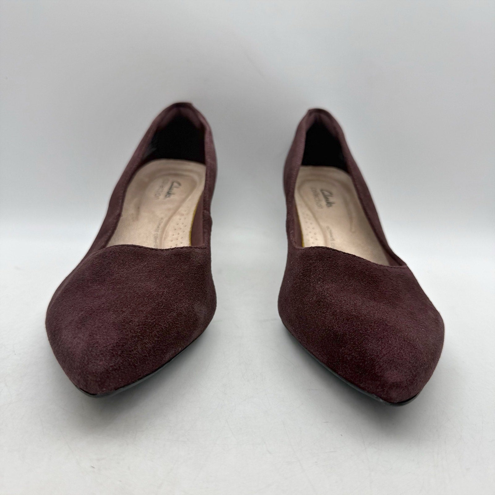 Clarks Womens Kepley Vine Pumps US 11 M Burgundy Purple Heels Suede NWOB