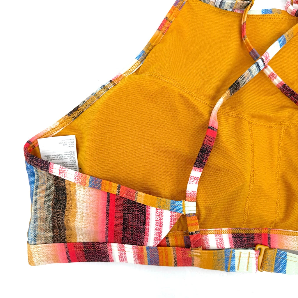 PRANA Women's Taranto Bikini Top XL Gold Baja Stripe Halter Swim NWT