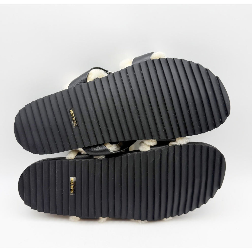 Senso Womens Dalley Slide Sandals EU 41 US 11 M Black Leather Shearling NWOB