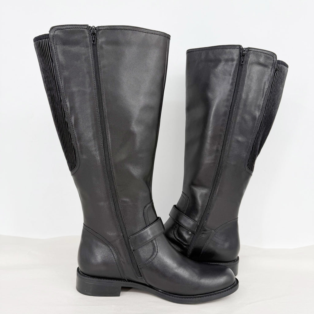 David Tate Womens Branson Knee High Boots US 12 M Black Leather NWOB