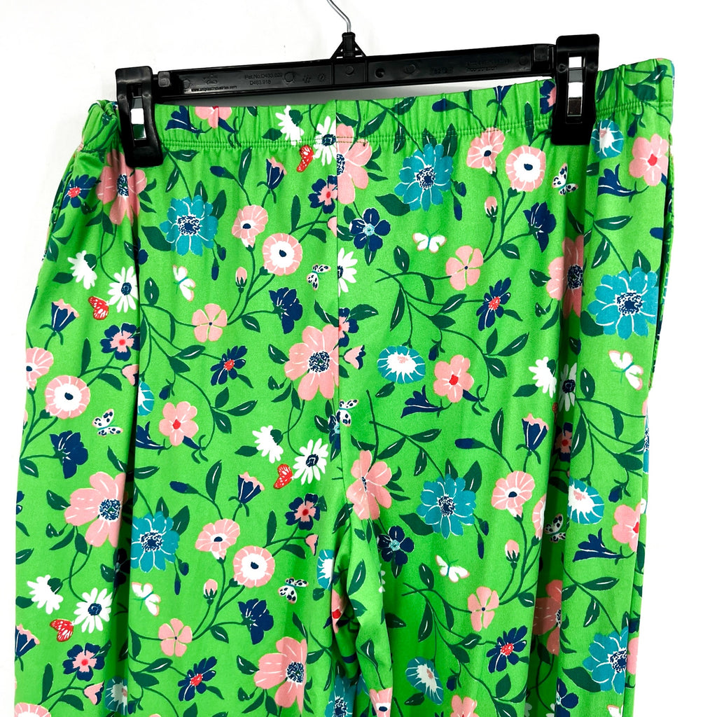 Kate Spade Womens Long Pajama Set Medium Green Floral Garden NWT