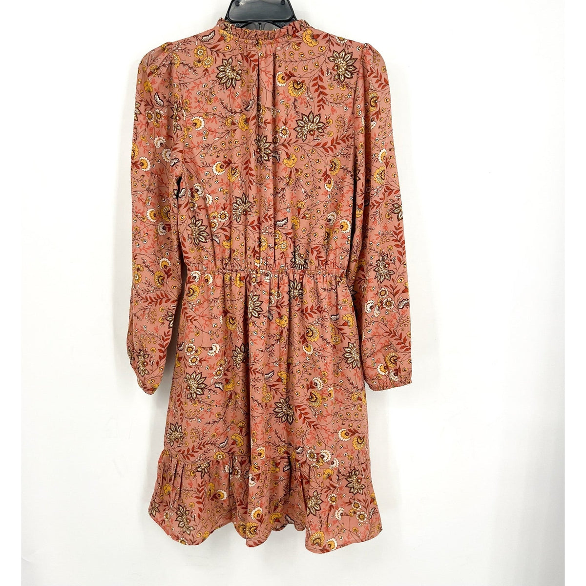 LES SEREIN Floral Long Sleeve Mini Dress Small Pink Multi Elastic Waist NWT