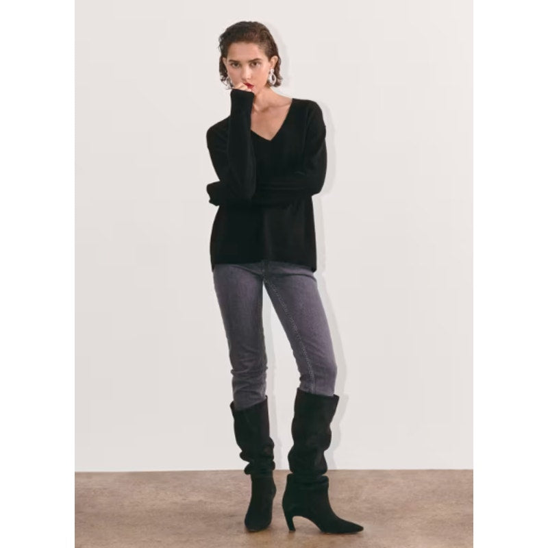 Everlane Womens The Classic V Cashmere Sweater Small Black Long Sleeve NWT