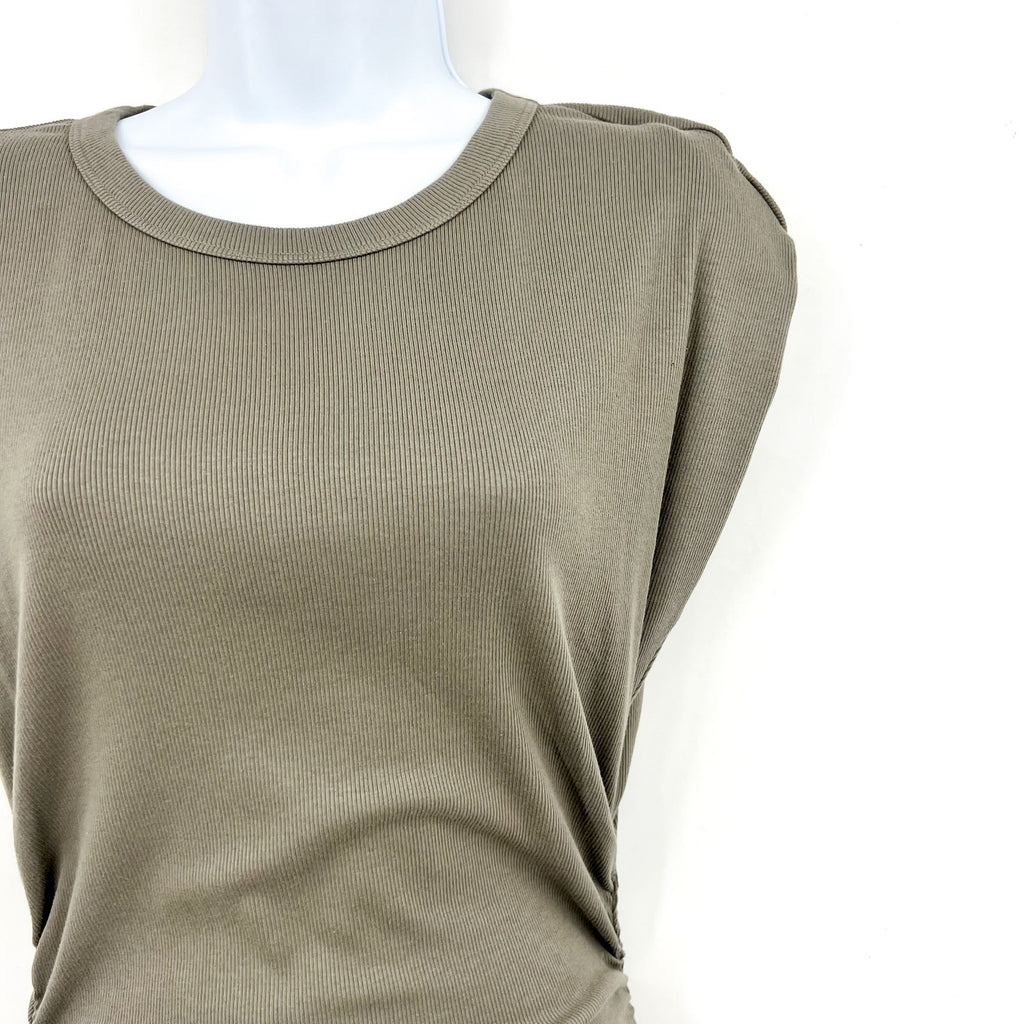 MICHAEL STARS Womens Ricci T-Shirt Dress Small Olive Green Short Sleeve NWT