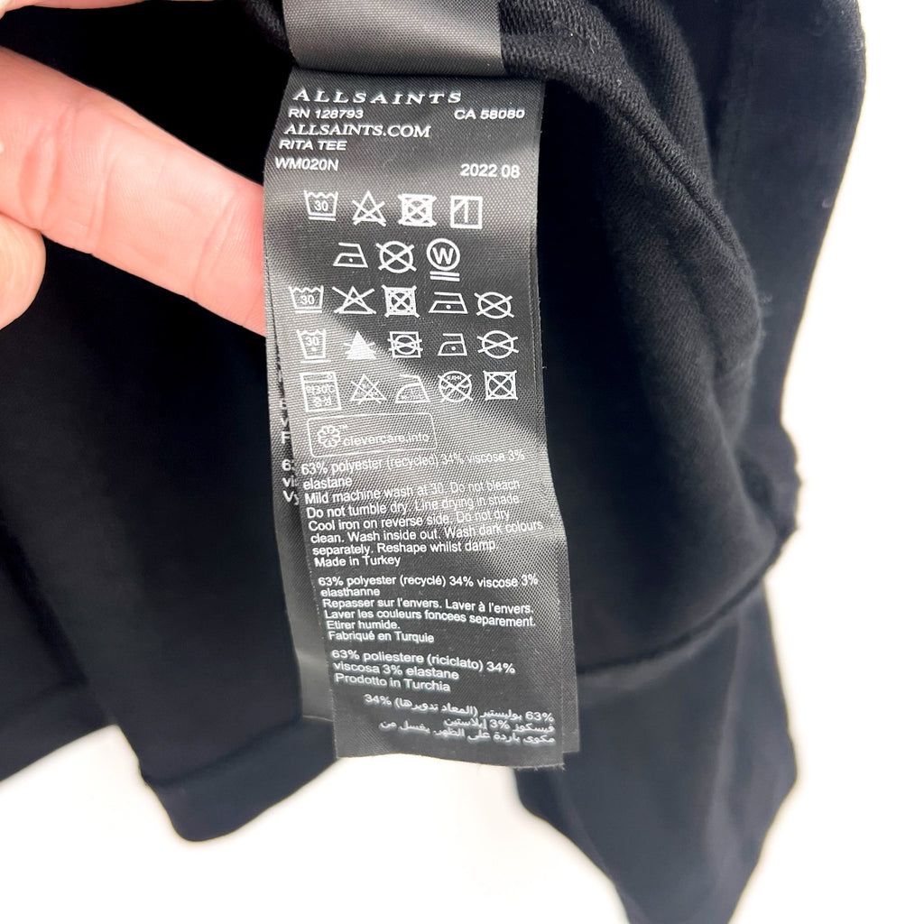 ALLSAINTS Women's Rita Oversized T-Shirt Large Black Long Sleeve NWT
