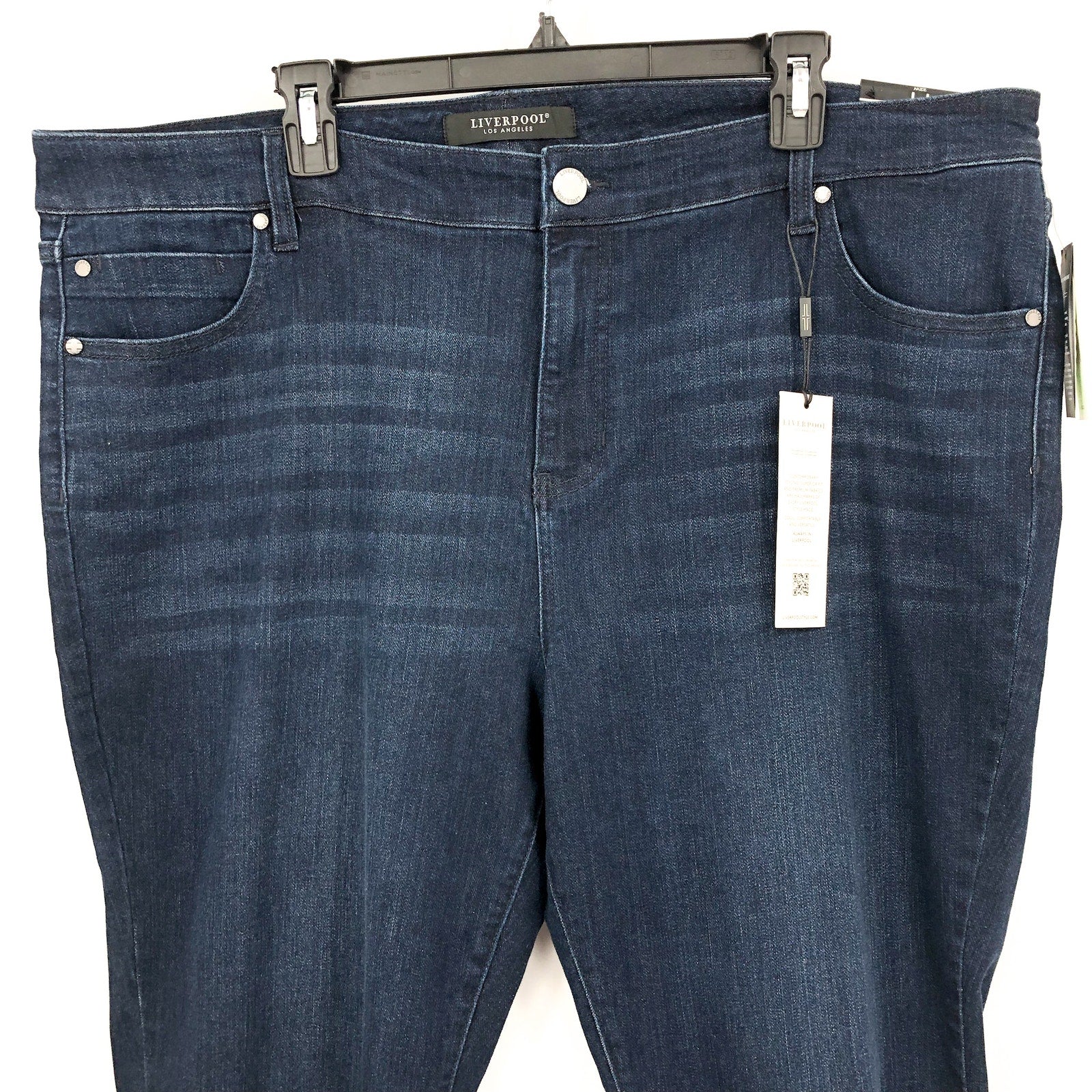 Liverpool Womens Hannah Crop Flare Jeans Size 22W Dark Blue Walcott Raw Hem NWT