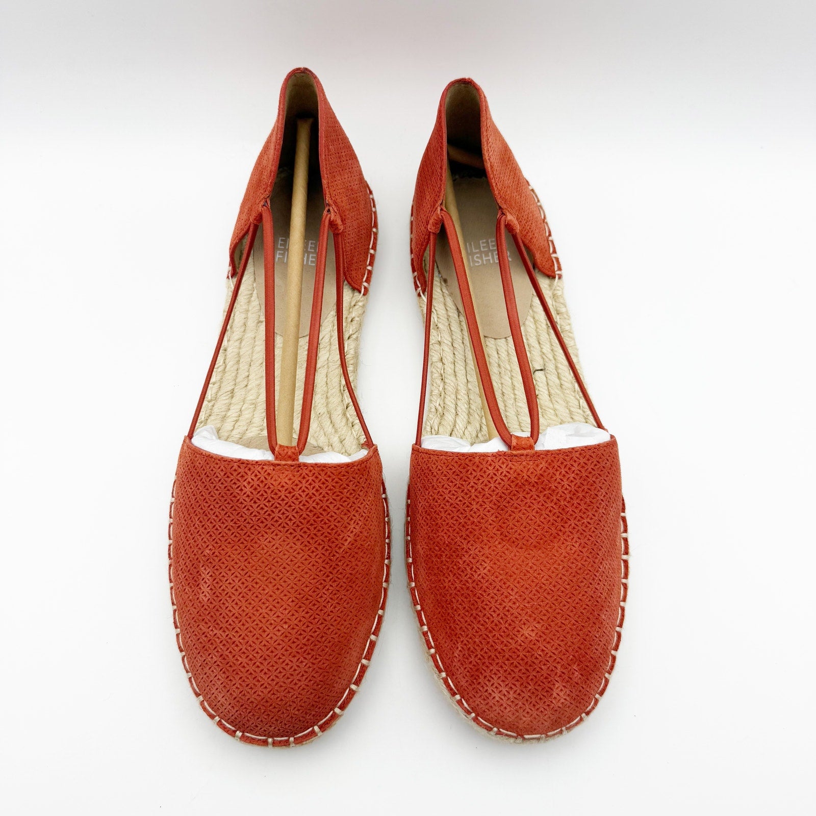 Eileen Fisher Womens Lee Espadrille Flats Size US 8.5 Red Full Grain Leather