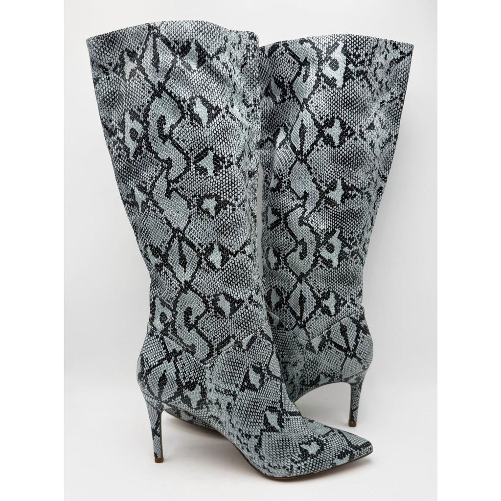 Steve Madden Womens Kinga Heeled Knee High Boots Size 10 EU 40 Blue Snake NWOB