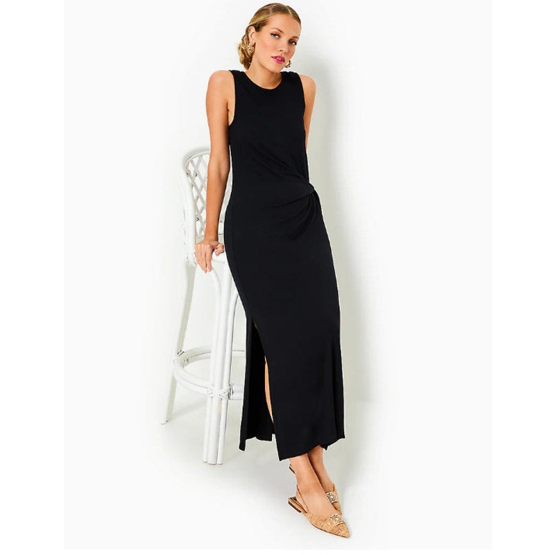 LILLY PULITZER Womens Bryson Sleeveless Maxi Dress Small Black Tie Waist NWT