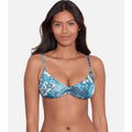 LAUREN RALPH LAUREN Patchwork Bikini Top Size 10 Blue Indigo Scoop Shirred NWT