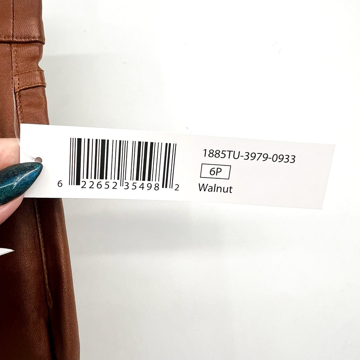 TRIBAL Womens Vegan Leather Pants Size 6 PETITE Brown Walnut Straight Leg NWT