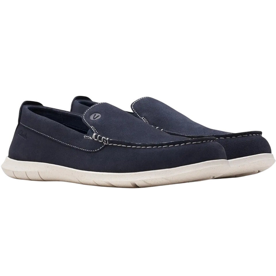 Clarks Mens Flexway Step Casual Sneakers Size 8.5 EU 41.5 Navy Blue Suede NWOB