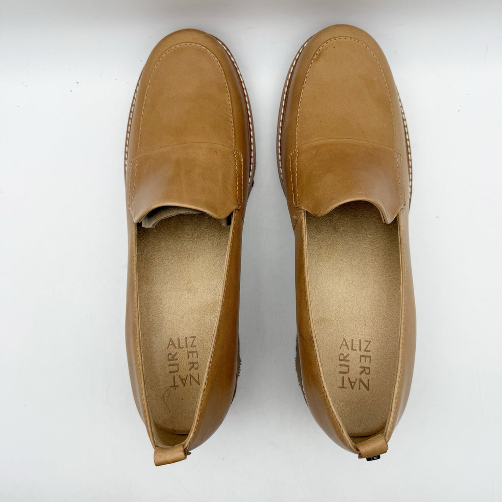 Naturalizer Womens Darry Loafers US 11 Narrow Tan Leather Lug Sole Slip On NIB