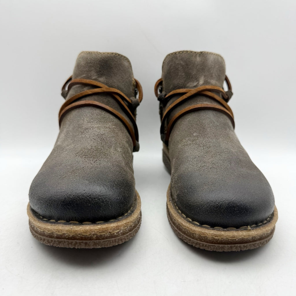Born Womens Calyn Ankle Booties US 6 EU 36.5 Brown Grey Suede NWOB