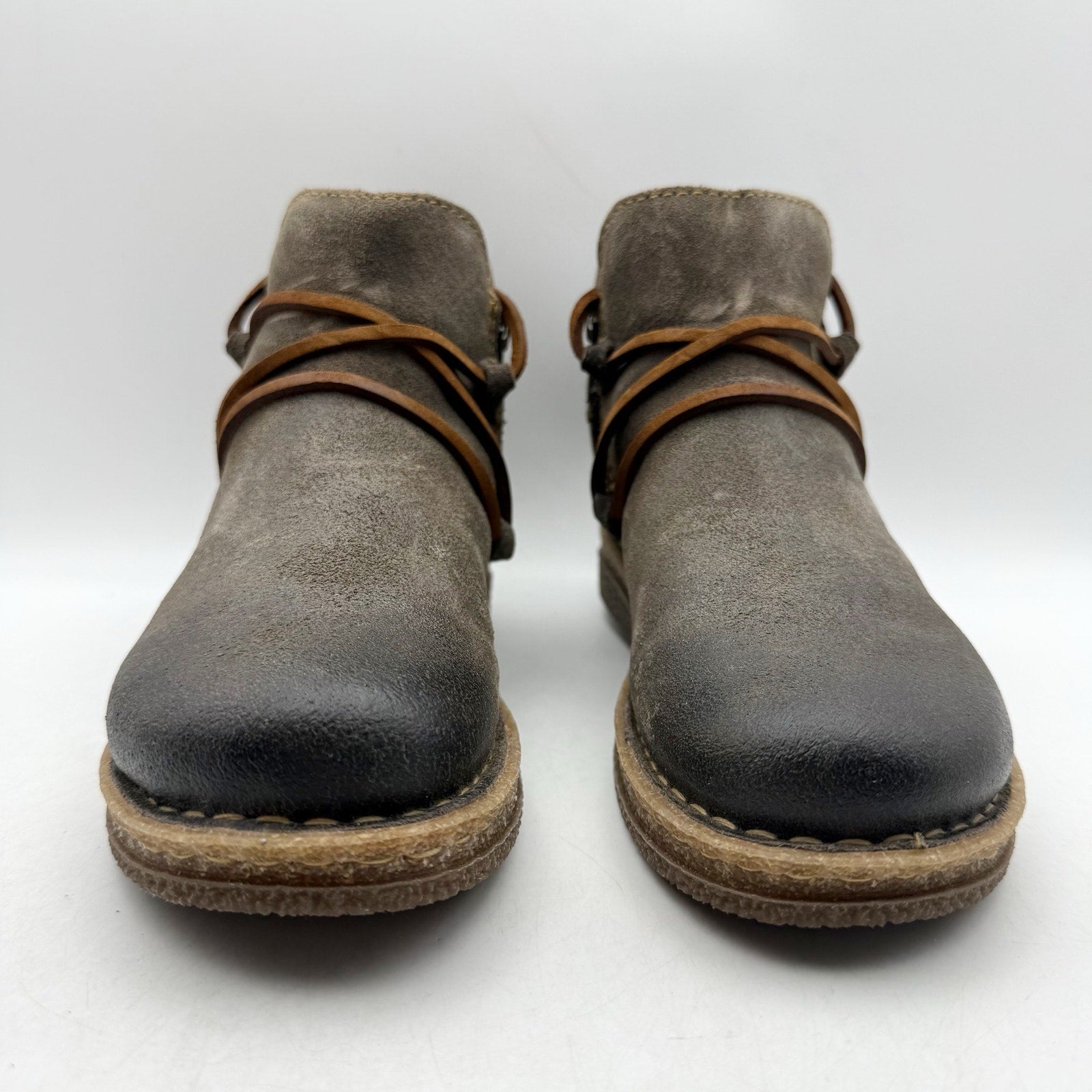 Born Womens Calyn Ankle Booties US 6 EU 36.5 Brown Grey Suede NWOB