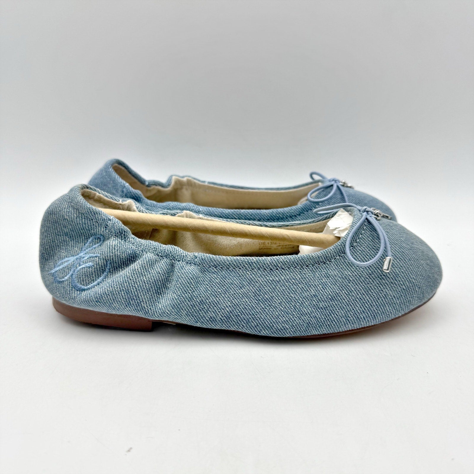 Sam Edelman Kids Felicia Ballet Flats US 13 M EU 31 Blue Denim Leather NIB