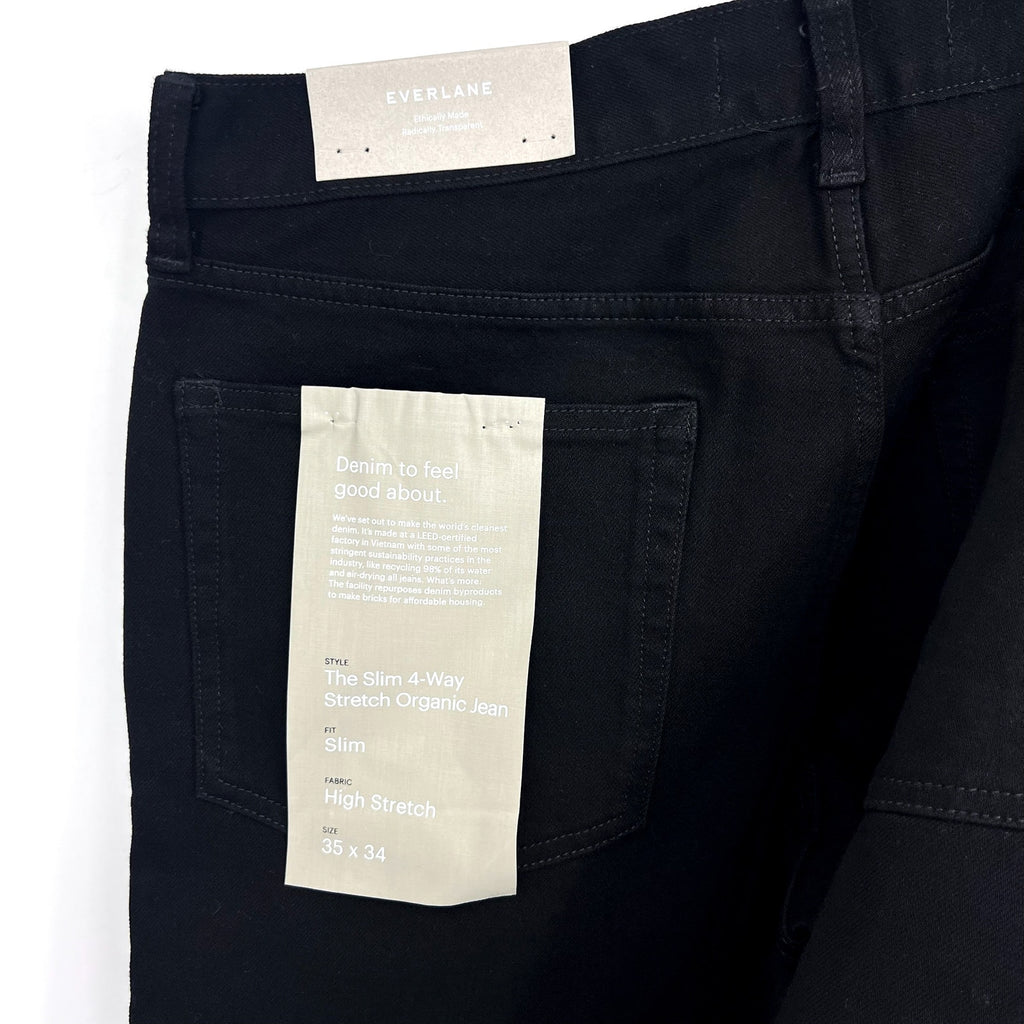 EVERLANE Men's Slim 4-Way Stretch Jeans 35x34 Black Uniform Organic Cotton NWT