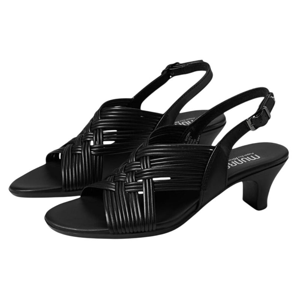 MUNRO Women's Marianna Heel Sandals Size 11 Narrow Black Leather NIB