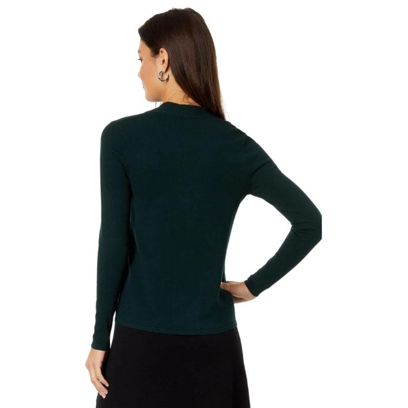 ELLIOTT LAUREN Womens Marella Fitted Sweater Large Evergreen Twist Detail NWT