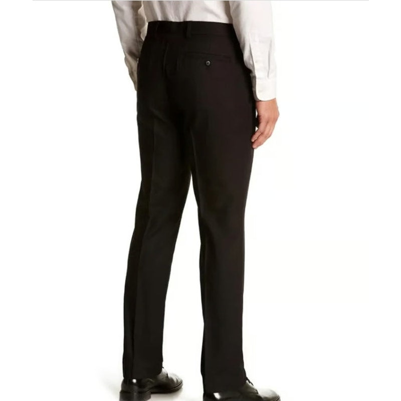 THE SAVILE ROW Men Brixton Suit Pants 36 x 33 Black Flat Front Slim Stretch NWOT
