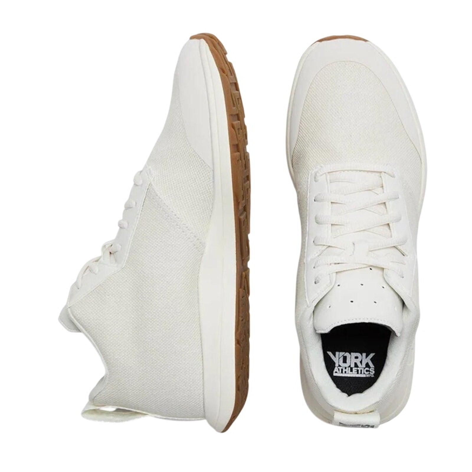 YORK Athletics Mens Henry Mid Trainer Athletic Shoes Size 9 Bone Off-White NIB