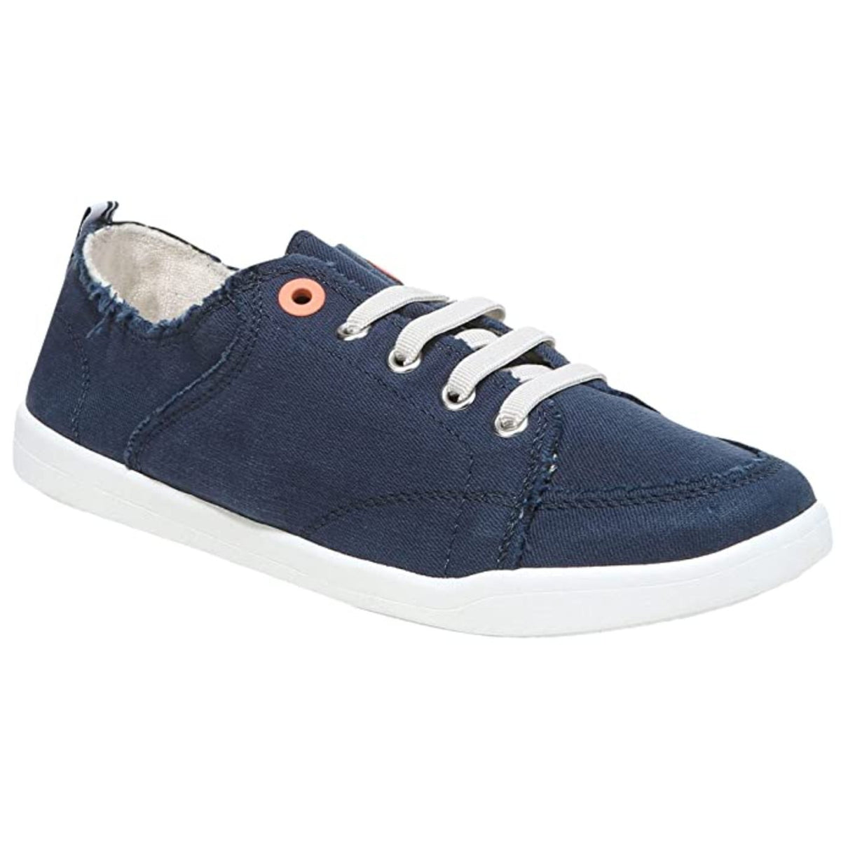 Vionic Womens Beach Pismo Sneakers Size 7.5 WIDE Navy Blue Cotton Canvas NIB