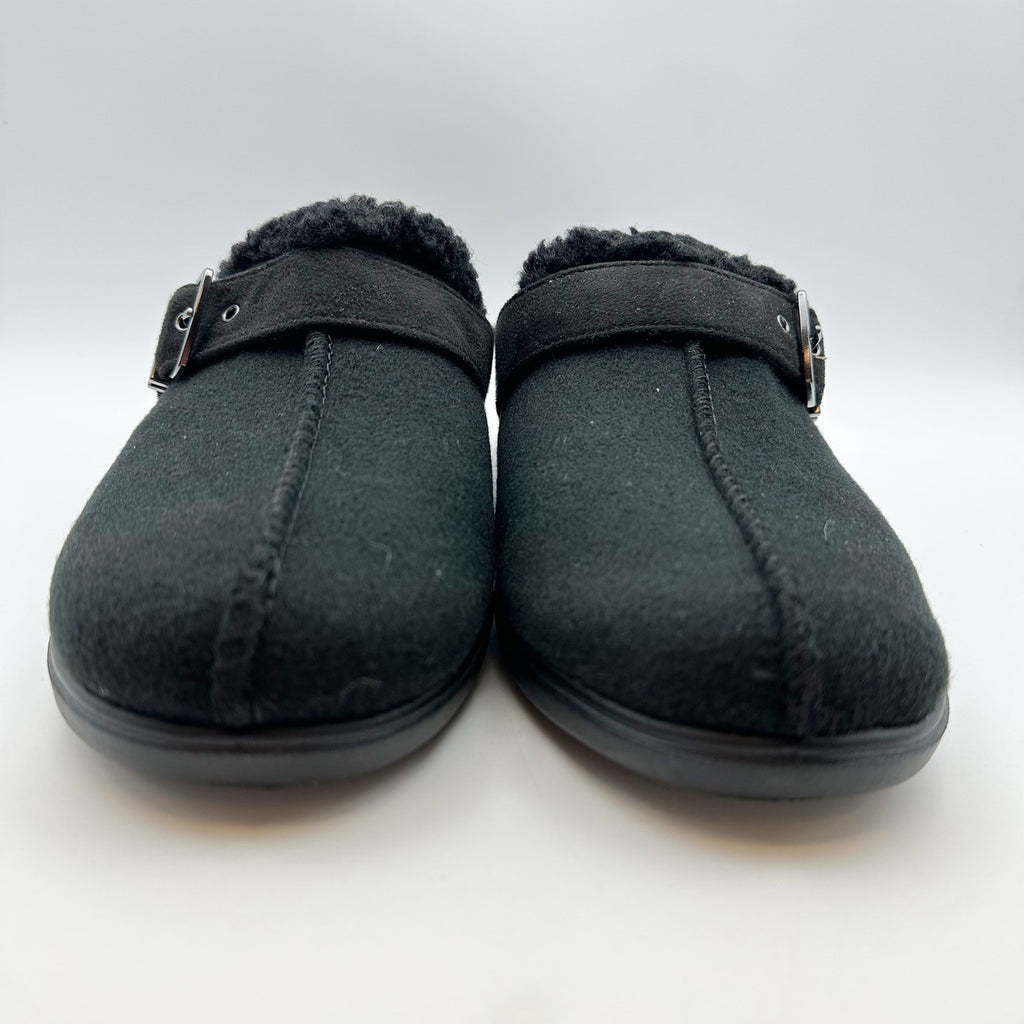 Bzees Womens Eternity Mules Size 10 M EU 41 Black Slip On Fleece Faux Fur NIB