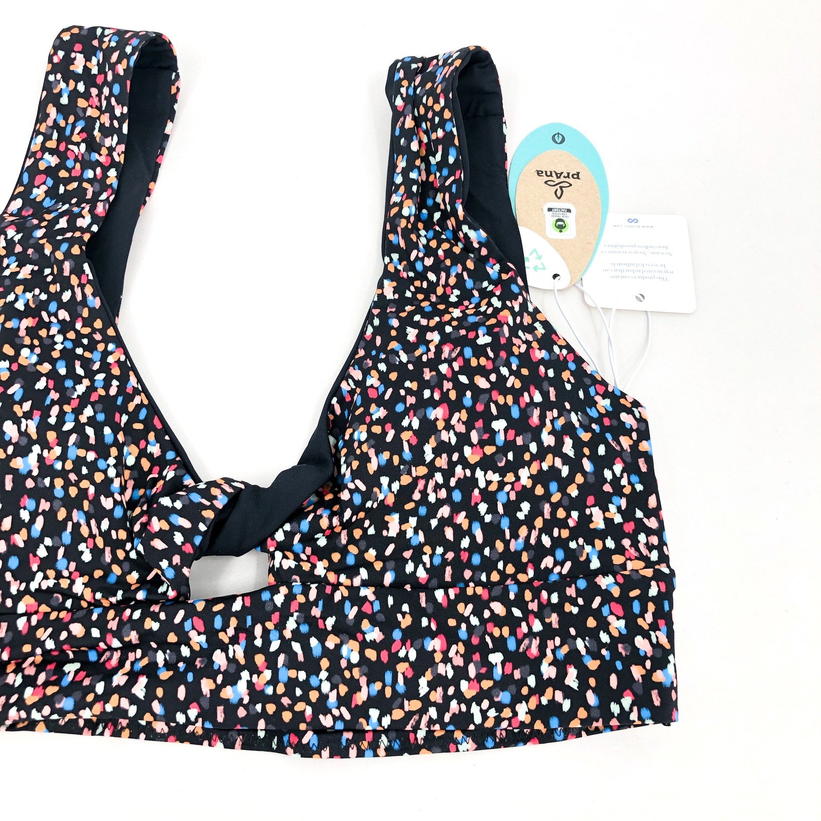 PRANA Women's Under The Palms Bikini Top XL Alotta Dots Twisted Front NWT