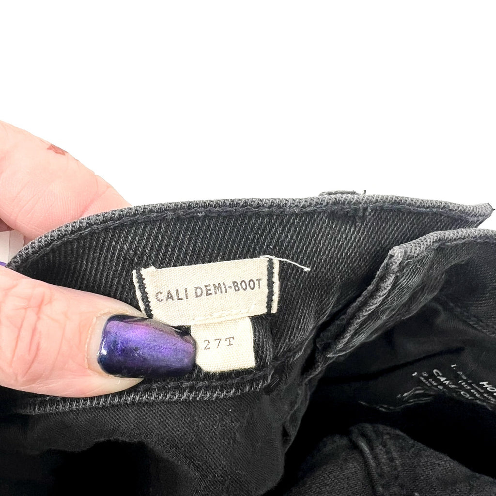 Madewell Cali Demi-Boot Crop Jeans 27x24 Size 4 Tall Black Raw Hem NB086 NWOT