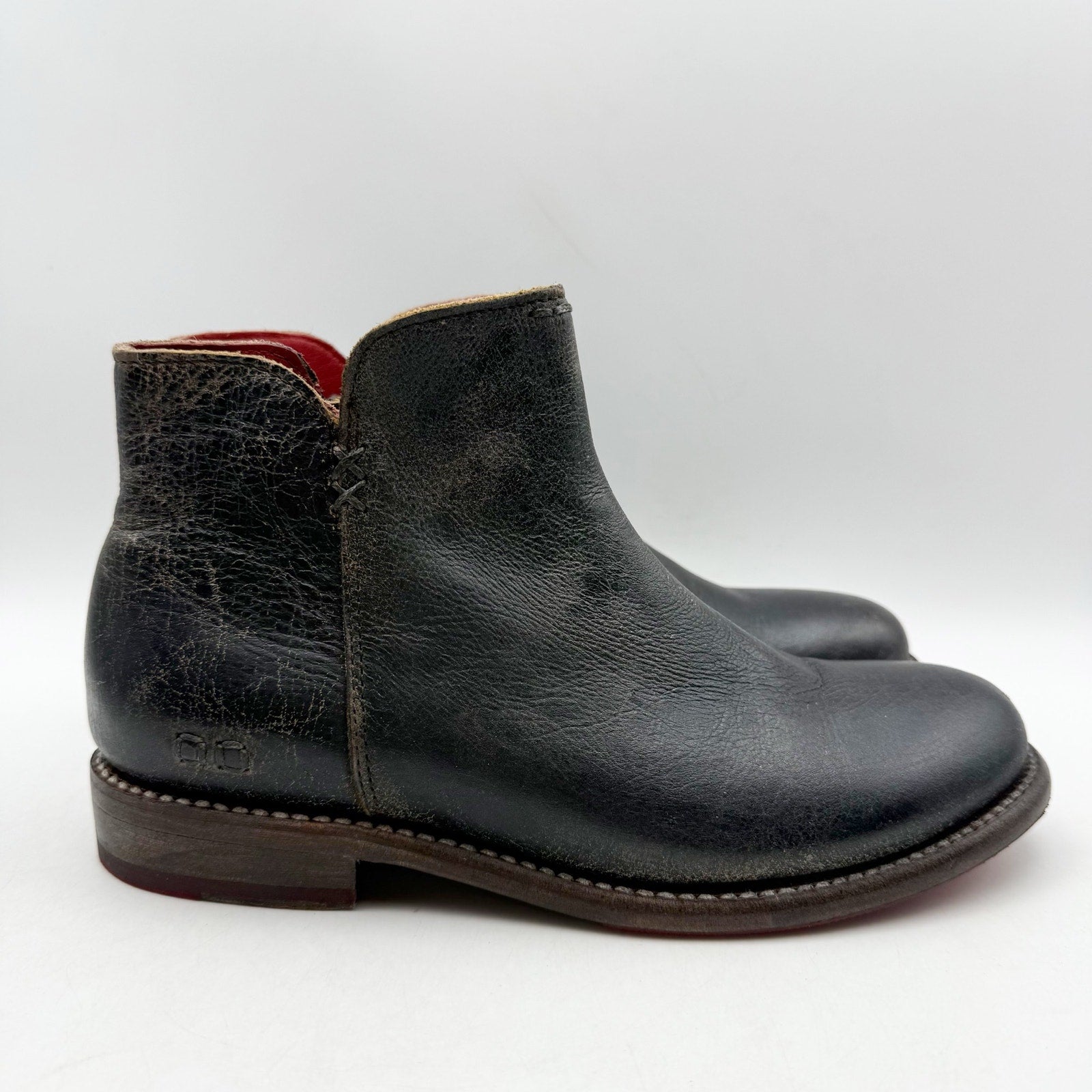 Bed Stu Womens Yurisa Ankle Booties US 8.5 M EU 39 Black Distressed Leather NWOB