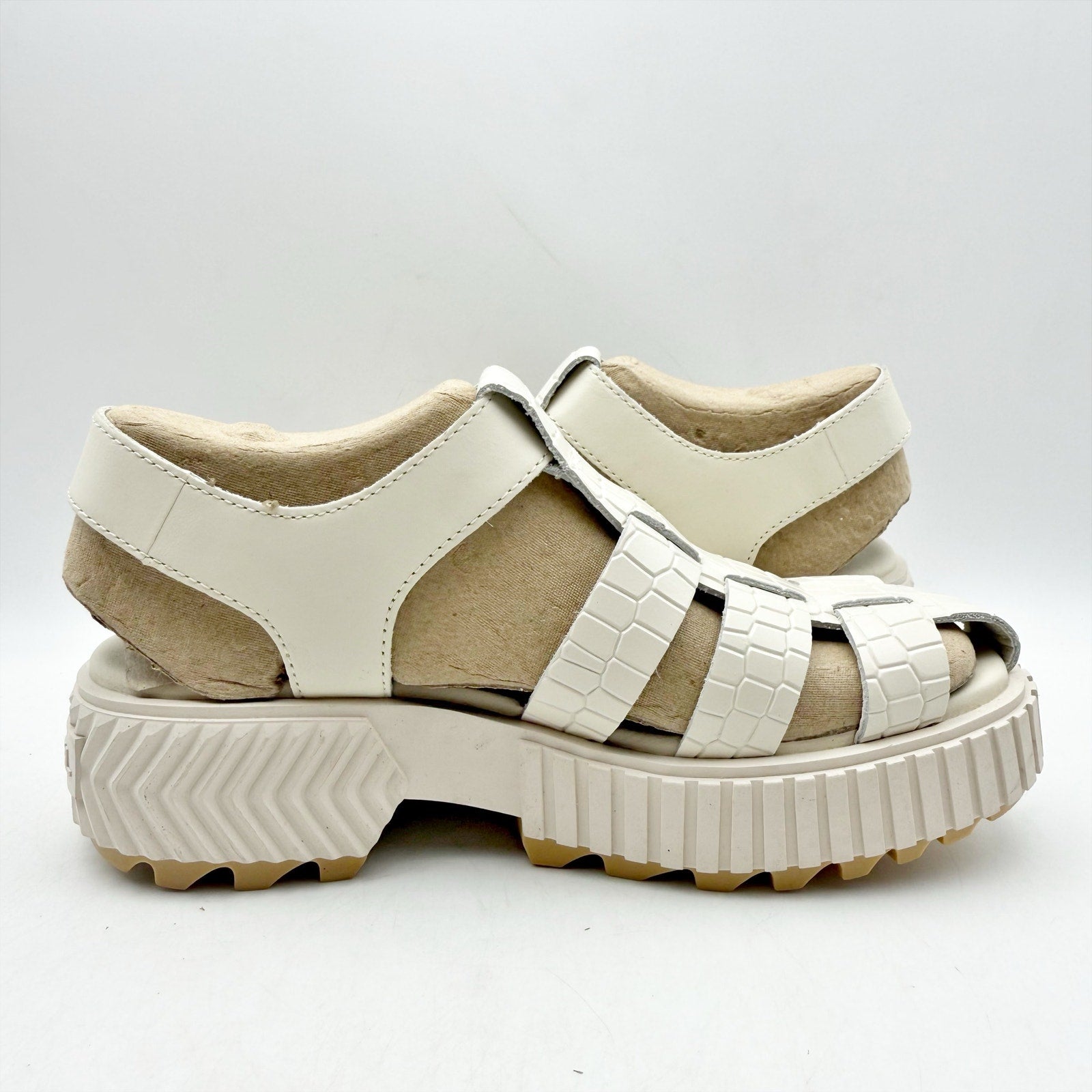 Sorel Womens Ona Streetworks Fisherman Sandals US 6 White Croc Leather NWOB
