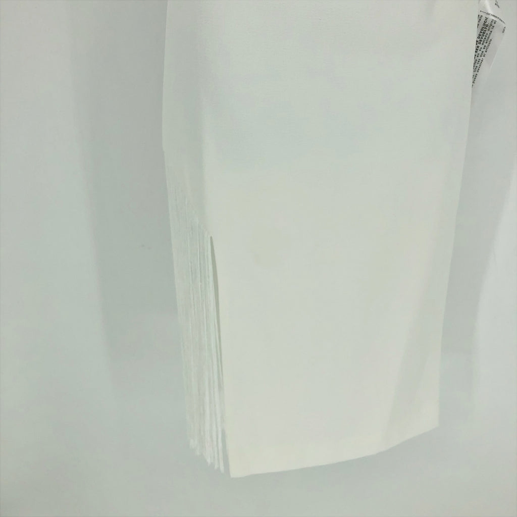 DRESS THE POPULATION Rory Midi Sheath Dress XS Off White Fringe Hem NWT