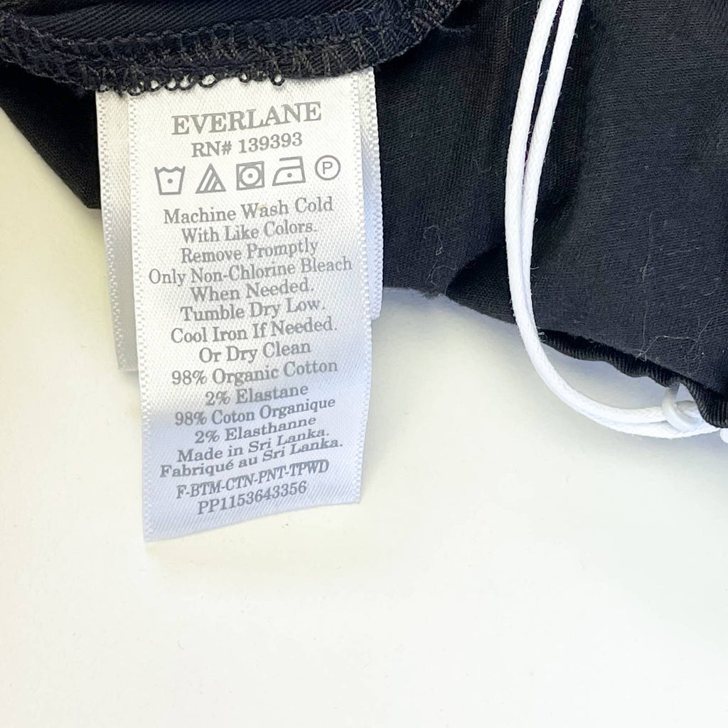 Everlane Womens The Easy Pant Sz 0 Elastic Waist Straight Leg Chino Black NWT