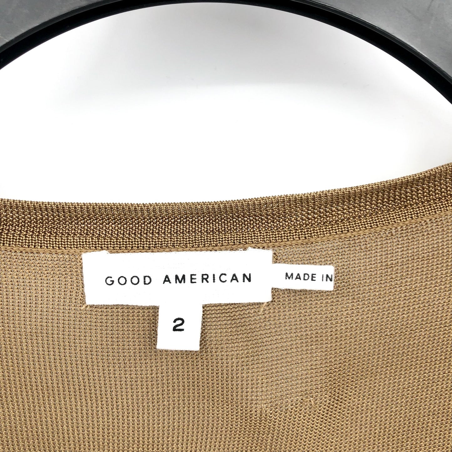 GOOD AMERICAN Scoop Neck Sheer Bodysuit Pale Gold 2 Medium